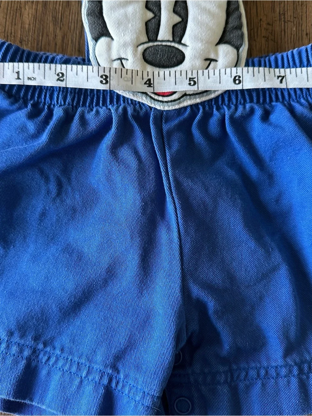 Vintage Disney Baby Mickey & Co Overalls Shortals 6/9 Months Blue Cotton 90s - Picture 12 of 14